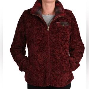 Pendleton Jacket Womens Small Full
Zip Sherpa Fleece Deep Pile Maroon
Plaid GUC